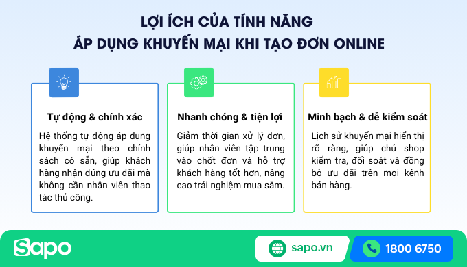 Lợi ích của tính năng Áp dụng khuyến mại khi tạo đơn online